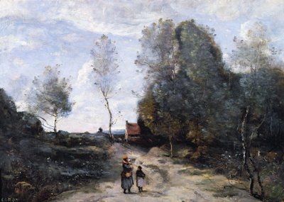 De weg door Jean Baptiste Camille Corot